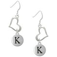 thumbnail image 1 of Delight Jewelry Silvertone Capital Letter - K - Pebble Disc - Open Heart French Earrings, 1 of 4