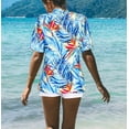 thumbnail image 3 of LA LEELA Women's Button Down Blouses Casual Summer Beach Party Blouses Shirt Blouse Short Sleeve Vacation Button up Dress Hawaiian Shirts Tank Top Women XXL Crane Flower, White, 3 of 6