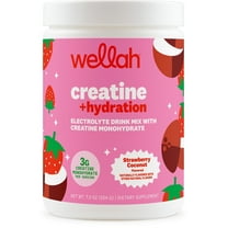 Wellah Creatine Hydration Powder (Strawberry Coconut) 30 Servings - Electrolyte Drink Mix with 3g of Creatine Monohydrate