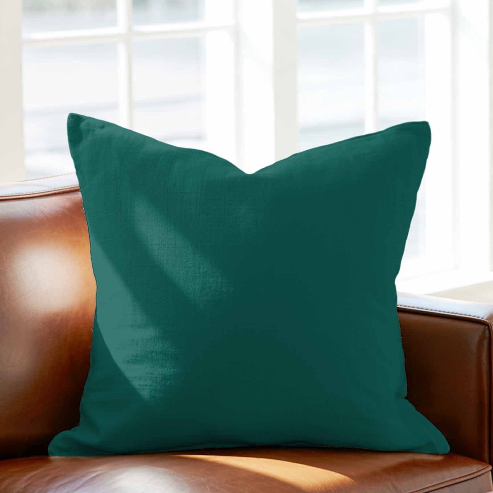 Dark Green Pillow Covers 24x24 Inch, Farmhouse Solid Green Color Modern Art Linen Pillowcase with Invisible Zipper, Decorative Throw Pillow Covers Cushion Case for Couch Sofa Bed Living Room