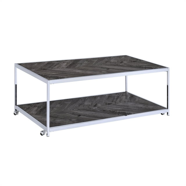 Picket House Furnishings Lennon Metal Frame Coffee Table in Charcoal/Chrome