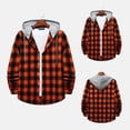 thumbnail image 2 of ZCFZJW Men's Flannel Plaid Hooded Shirts Casual Long Sleeve Button Down Regular Fit Hooded Shirt Lightweight Thin Jackets Orange#01 M, 2 of 9