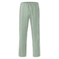 thumbnail image 4 of YUGYXL Cotton Linen Striped Pants for Women Summer Drawstring Long Pants Slim Fit Holiday Trousers with Pockets Green XXXL, 4 of 6