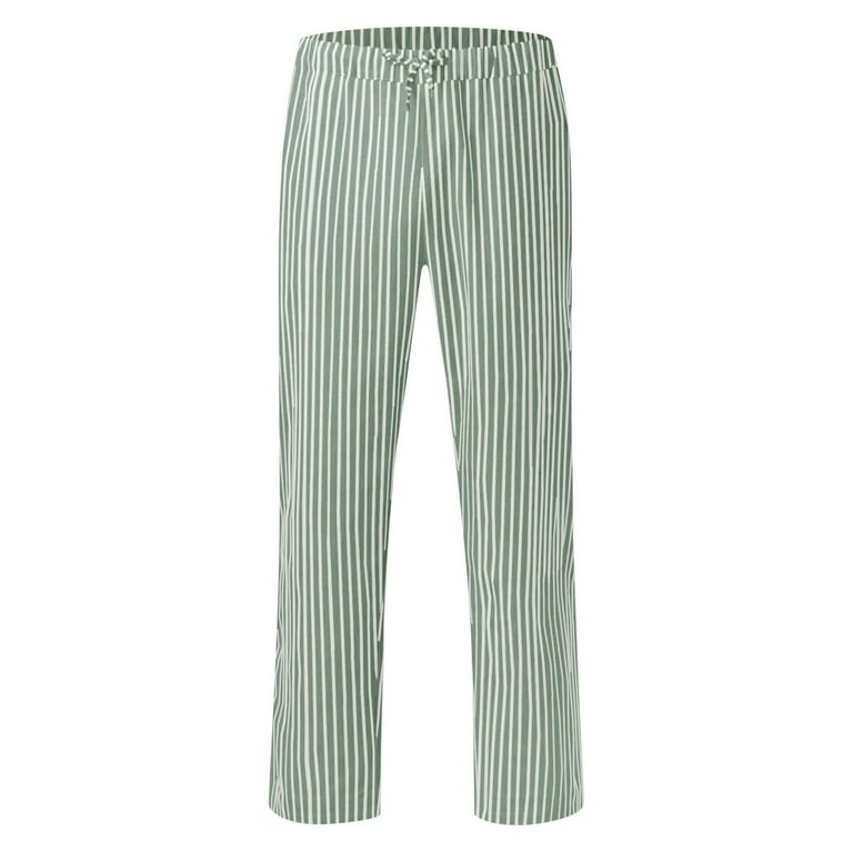 Sijiajgjfu Stripes Linen Pants for Women 2025 Summer Drawstring