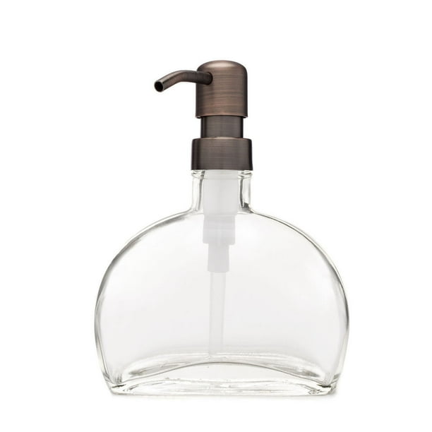 RAIL19 Half Moon Glass Soap Dispenser w/ Farmhouse Bronze Pump