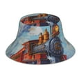 thumbnail image 3 of Daiia Cartoon Train Hot Air Balloon Pattern Bucket Hat - Trendy Cotton Sun Hat for Beach, Golf, Fishing - Fun Outdoor Vacation Boonie for Men and Women, 3 of 9
