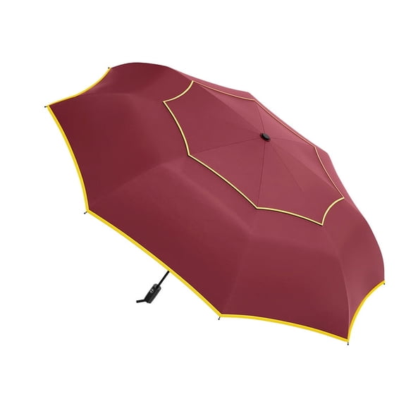 Sdfiwmf 54-Inch Large Automatic Golf Umbrella, Windproof and Rainproof, Double-Layered Breathable Canopy, With Reflective Strips, Unisex,Red