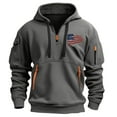 thumbnail image 2 of guisaled Tactical Hoodies for Men Quarter Zip Pullover Tops Long Sleeve Casual Cargo Hooded Sweatshirts American Flag Graphic Hoodies, 2 of 4