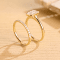 thumbnail image 4 of Bezel Emerald Cut Diamond Engagement Ring Set in 14K Yellow Gold Vermeil- Wedding Set Minimalist Promise Ring Bridal Set, 4 of 7