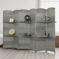 thumbnail image 2 of HOMCOM Folding Privacy Screen with Shelves, 6 Panel Room Divider, Grey, 2 of 10