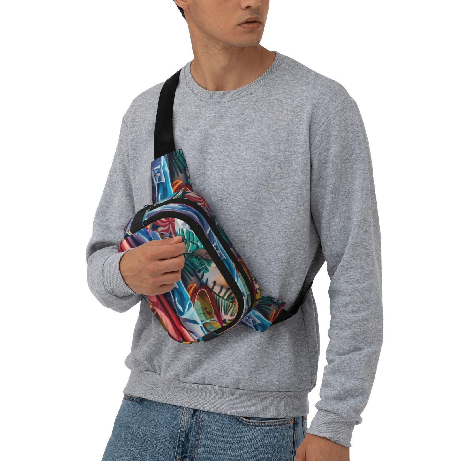 Picia Tropical Vacation Essentials Print Square Double-Layer Waist Bag Mini Adjustable Waist Belt Bag Exercise Running Travel Hiking