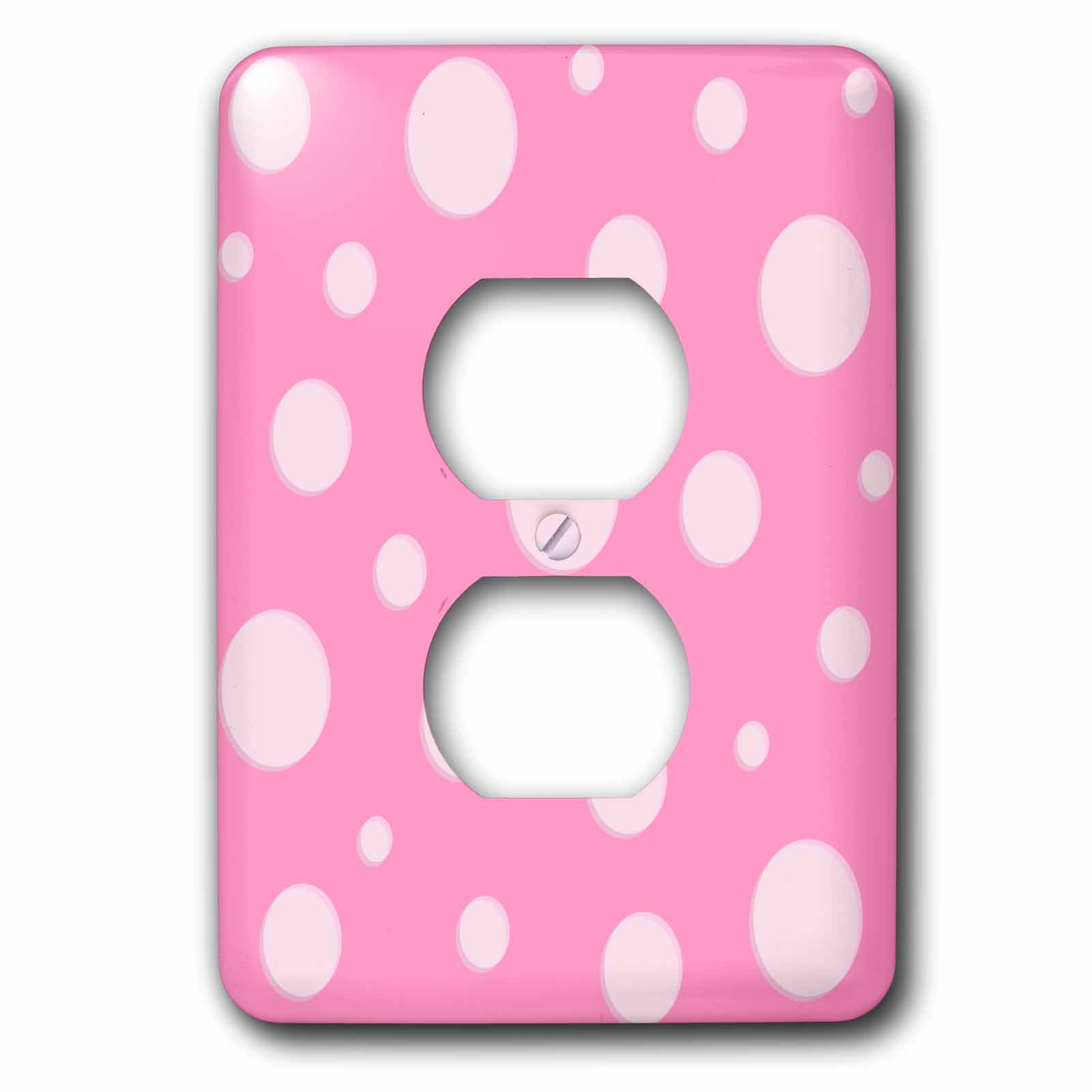 3dRose lsp_24688_6 Pale Pink and White Polka Dot Print Outlet Cover 