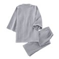 thumbnail image 3 of Mqqzkk Cotton Pajama Set For Mens Front Tie Solid Color Nightwear Two Piece Pajama Set Long Sleeve Pant Sleepwear With Pockets, 3 of 8