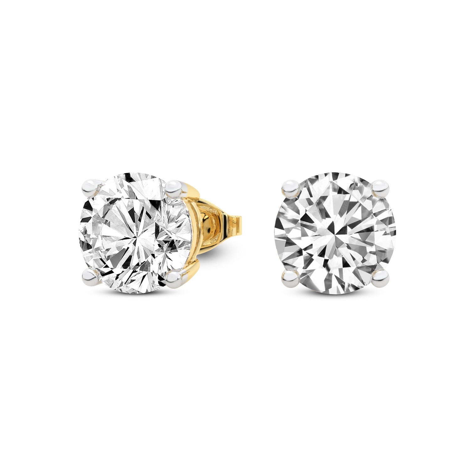 Lab Grown Diamond Stud Earrings 1 Carat– IGI Certified Round Cut, FG-VS Quality, 10K Yellow Gold Stud Earrings for Women
