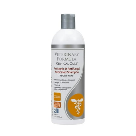 Medicated Antifungal - Veterinary formula clinical care medicated shampoo for dogs & cats antiseptic & antifungal, 16-oz bottle