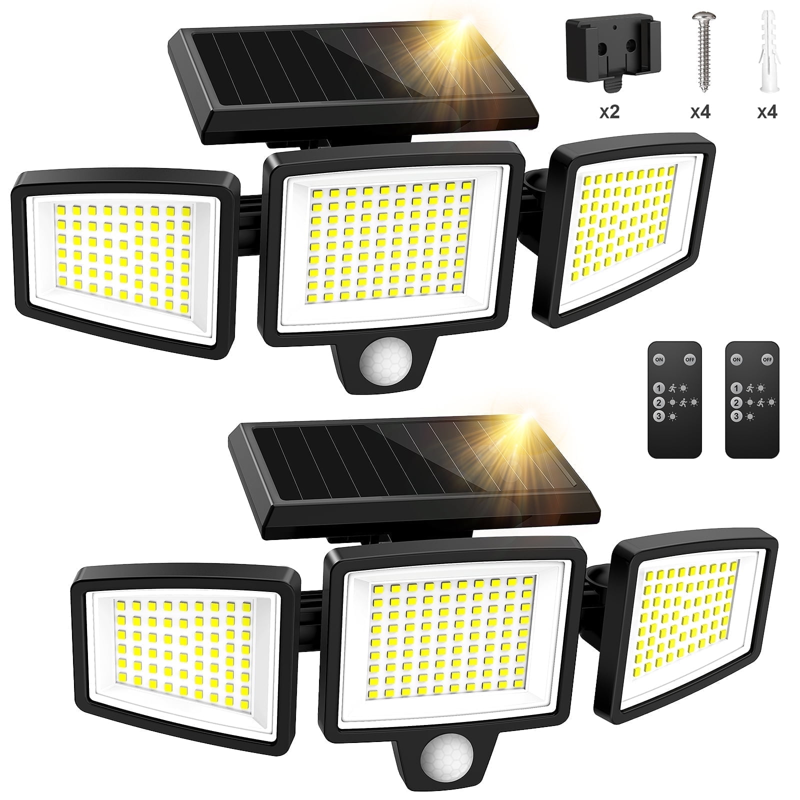 SZRSTH Solar Lights Outdoor, 210 LED 2500LM Waterproof Motion Sensor Flood Lights, Wireless Remote, 3 Lighting Modes