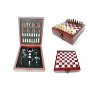 4 Piece Wine Opener Set with Chess Set in Wooden Box. Includes aerator, Stopper, opener, drip ring, and 32 Chess pieces.