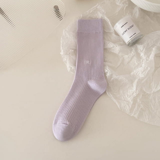 Calcetines finos con letras apiladas de otoño para mujer, estilo japonés, calcetines de algodón para mujer, calcetines de moda