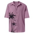 thumbnail image 4 of Inglocry Short Sleeve Shirts for Men Hawaiian Button Down Casual Summer Western Shirts Beach Solid Tshirts Collared Neck Tops Pink 3XL, 4 of 5