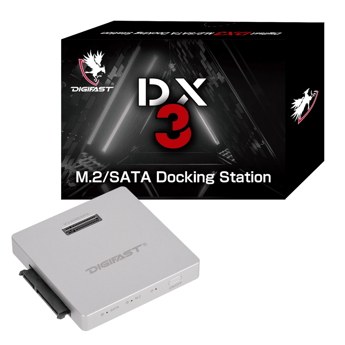 Digifast DX3 M.2 SSD/2.5" SATA SSD Docking Base Ultra High Speed Read and Write - Silver