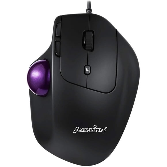 Perixx PERIMICE-520 Wired USB Ergonomic Programmable Trackball Mouse, Adjustable Angle, 8 Button Design, Black