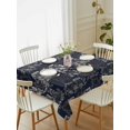 thumbnail image 2 of Vintage Flowers Rectangle Tablecloth, Dark Blue Dandelion Plants Pastoral Botanical Waterproof & StainResistant Tablecloth, Washable Oil-proof Table Cover for Dining/Party/Wedding/Buffet 52x70 In, 2 of 9