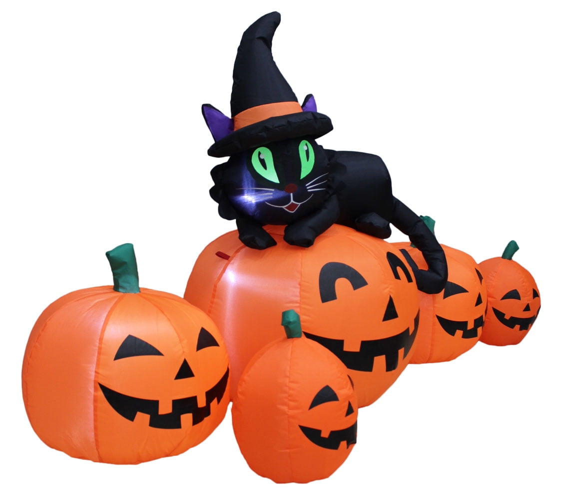 Impact Canopy Inflatable Outdoor Halloween Decoration, Pumpkin Family with Black Cat