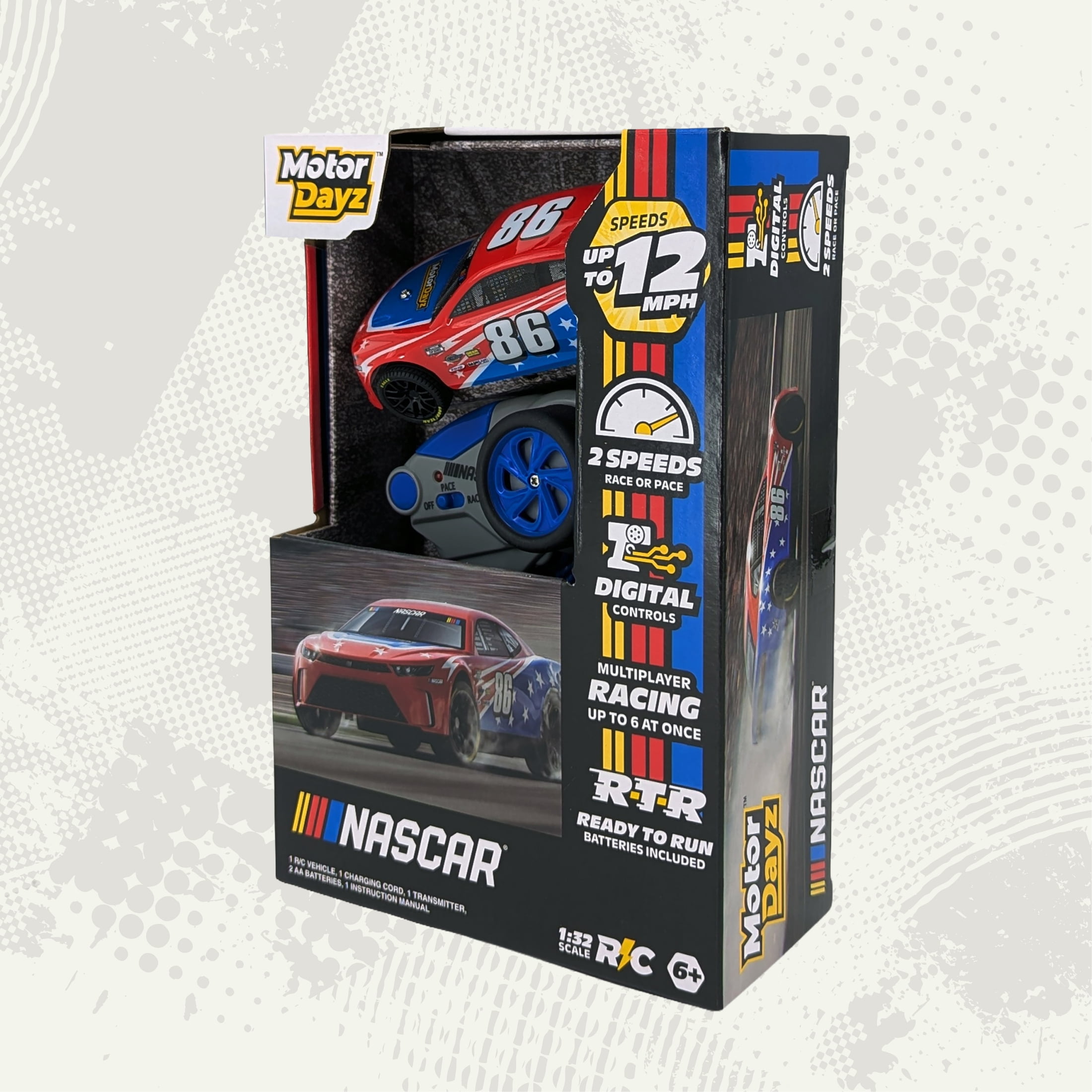MotorDayz (1:32) Remote Control NASCAR Racer, Red/White/Blue, R8