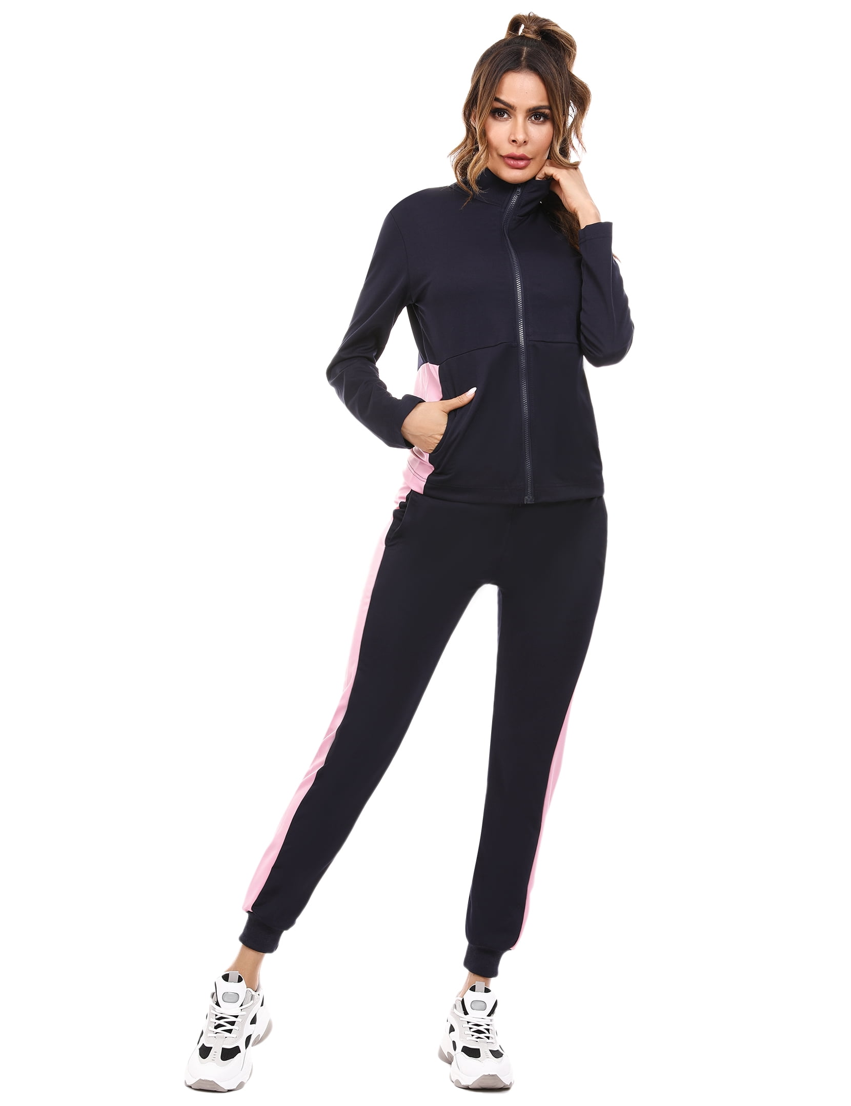 Uniexcosm Women Sweatsuits 2 Piece Outfits Sets Zip Activewear