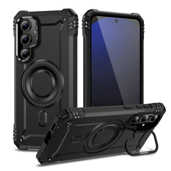 Allytechgroup for Samsung Galaxy S23 Case with Camera Kickstand, Support Wireless Charging Magnetic Phone Case for Women Men Military Grade Drop Protection for Samsung Galaxy S23, Black