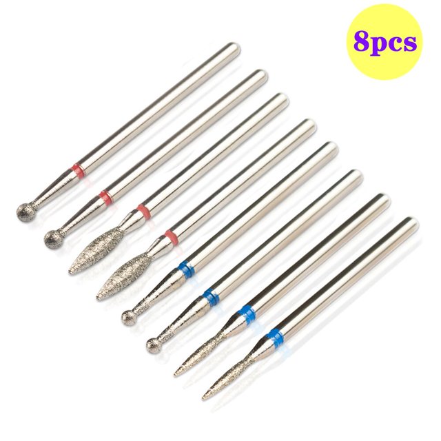 Juego de brocas de diamante para uñas, 8 Uds., broca limpiadora de cutículas para eliminación de Gel acrílico para uñas, cortador de fresado, accesorios para máquina de manicura Tan Jianjun unisex