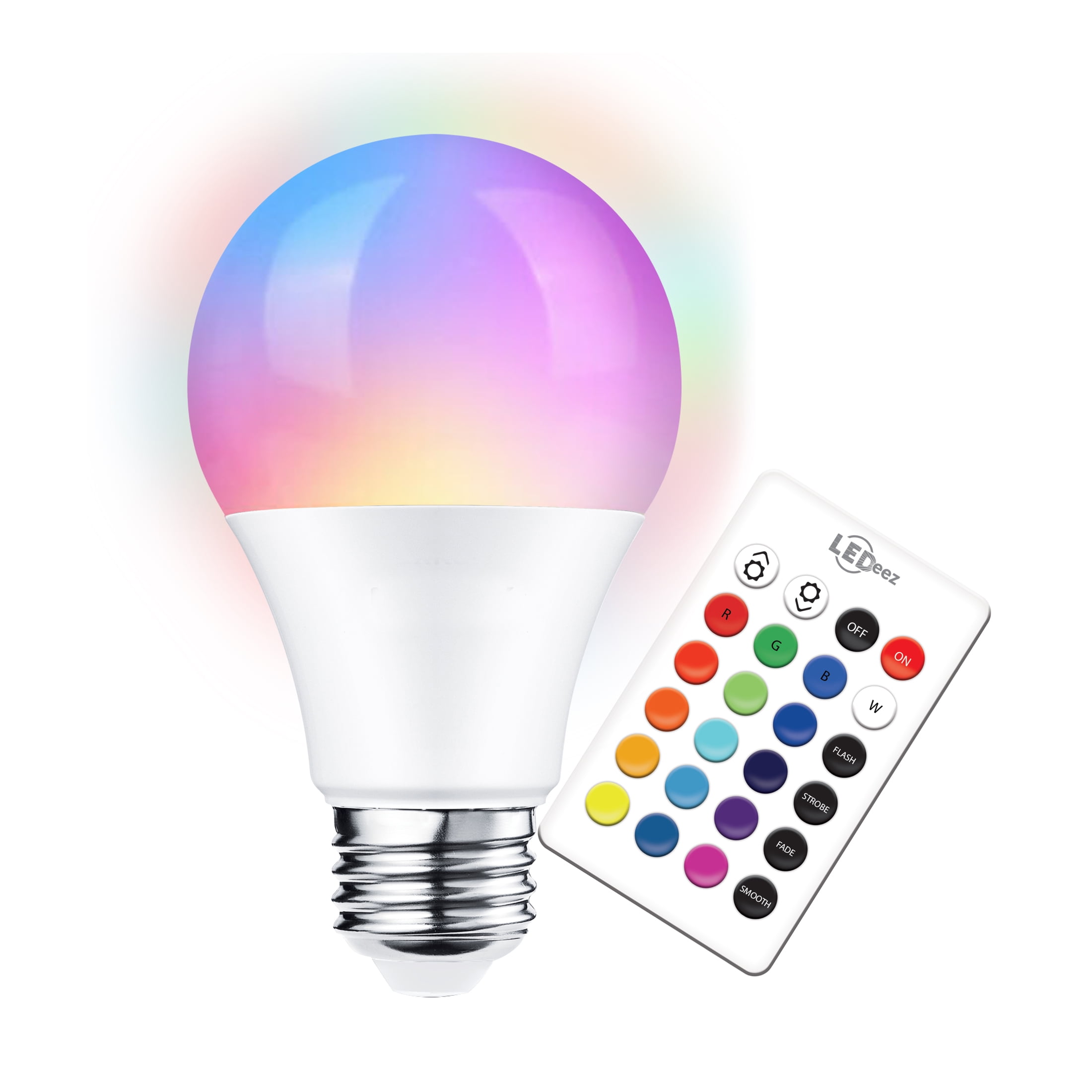genetisk Ansøger frokost Ledeez LED Light Bulb, Color Changing, 16 Colors, Dimmable, 4 Modes, 6W, Remote  Control Included, Multicolor, LED Lights for Bedroom - Walmart.com