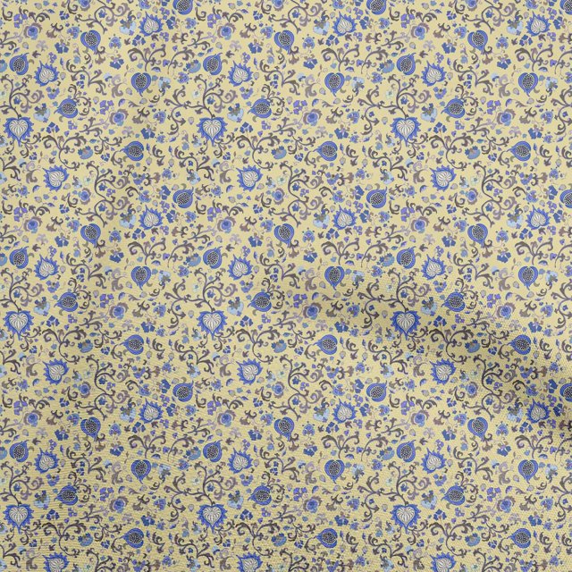 oneOone Rayon Light Yellow Fabric Asian Suzani Sewing Craft Projects Fabric Prints By Yard 56 Inch Wide