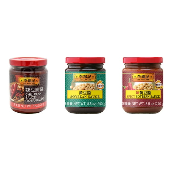 NineChef Brand Spoon Plus 3 Pack Lee Kum Kee Cooking Sauce, 3 Flavors(Chili Bean Sauce,Soybean Sauce,Spicy Soybean Sauce)