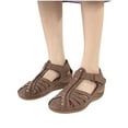 thumbnail image 4 of Qiaocaity Women's Sandals with Arch Support Casual Comfortable Hollowed Out Wedge Sandals Brown Size 9, 4 of 5