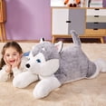 thumbnail image 2 of IKASA Giant Husky Stuffed Animal Plush Toy,Large Jumbo Husky 30" Gray Huge Cute Soft Toys,Big Size Fluffy Plushy Fat Oversized Plushie,Gifts for Kids Girls Boys Girlfriend Childre, 2 of 5