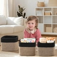 thumbnail image 6 of Natubeau 3 Pack Woven Storage Basket, 9"x9"x7" Cotton Rope Woven Baskets for Organizing, Cube Storage Bins for Shelves, Black & Brown, 6 of 10