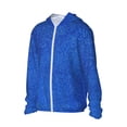 thumbnail image 2 of Daiia Blue Glitter UPF 50+ Sun Protection Hoodie Jacket Lightweight Long Sleeve Sun Shirt for Women Men with Pocket Hiking Outdoor-Large, 2 of 9