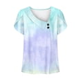 thumbnail image 4 of gakvbuo Summer Tops For Women 2025 Vacation Going Out Tops Women's V-Neck Fashion Casual Printed Button-Up Blouse T-shirt Tops Blouse, 4 of 5