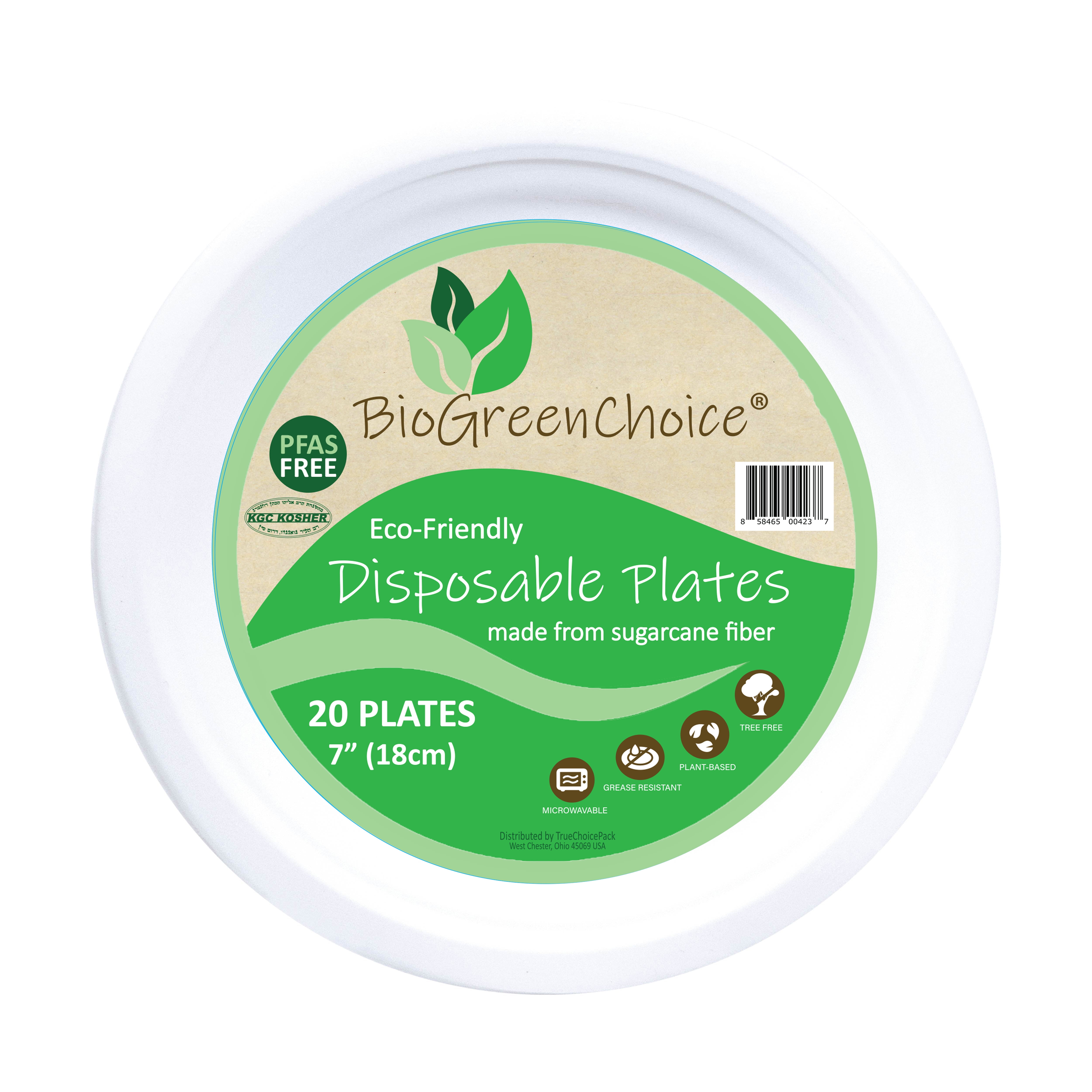 BioGreenChoice EcoFriendly White 7 in. PFASFREE Fiber/Bagasse