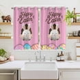 thumbnail image 2 of Pink Easter Kitchen Curtains Window Panels, Easter Bunny Eggs Spring Cartoon Farmhouse Wood Grain Insulated Window Treatment Curtain, Grommet Curtains for Bedroom/Living Room, 2 Piece 52"Wx72"L, 2 of 8