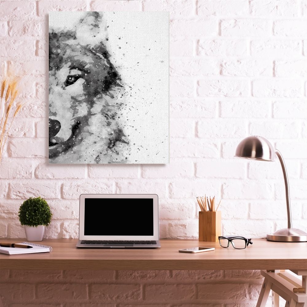 Stupell Industries Forest Wolf Wild Animal Watercolor Pop Black White Canvas Wall Art Design by Brandon Wong, 36" x 48"