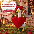 thumbnail image 2 of 23 Inch Porch Goose Outfits, Red Heart Front Panel with Matching Bow, Goose Clothing for Valentine's Day Patio Garden and Yard Displays, 2 of 8