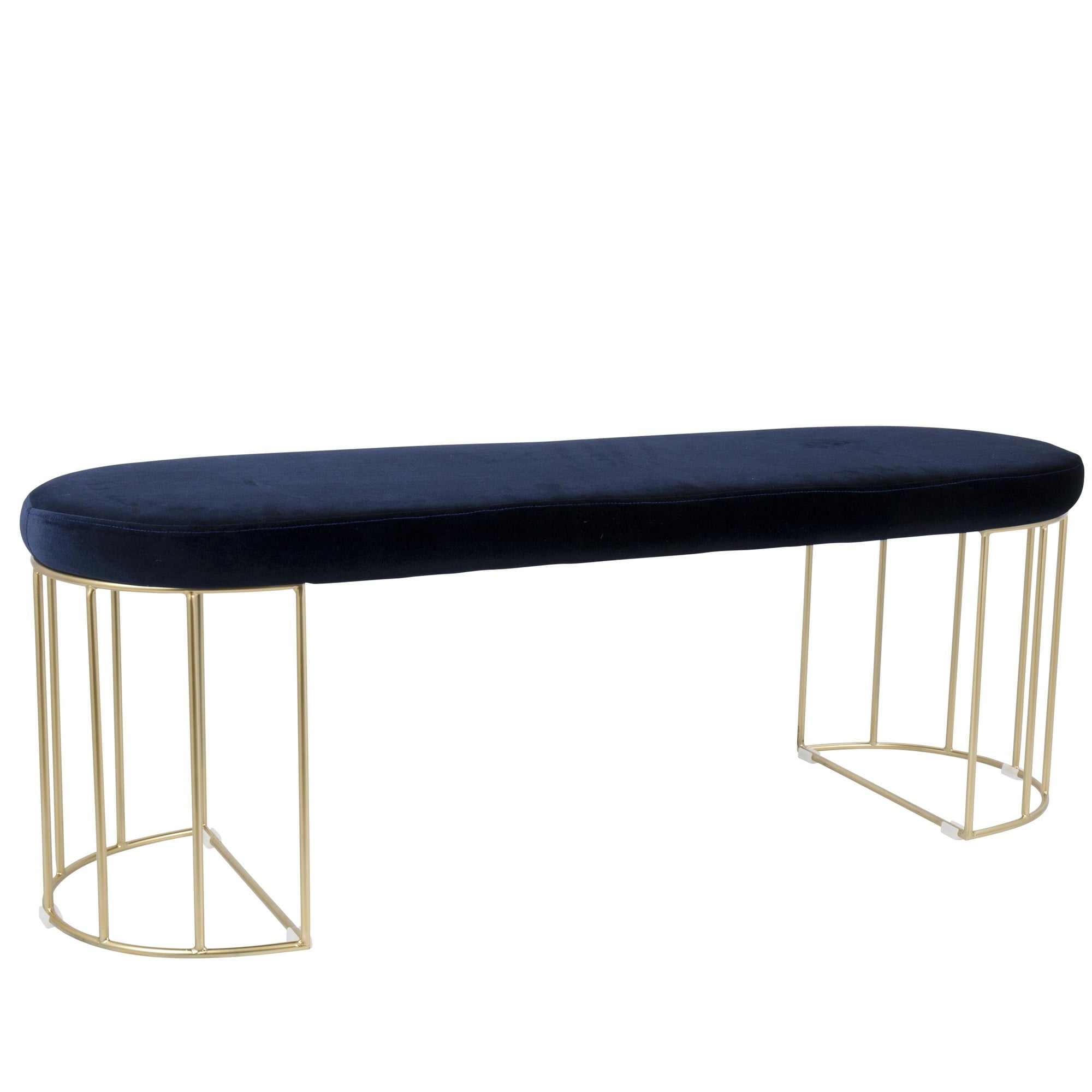 Canary Contemporary Dining Bench in Gold and Blue Velvet by LumiSource