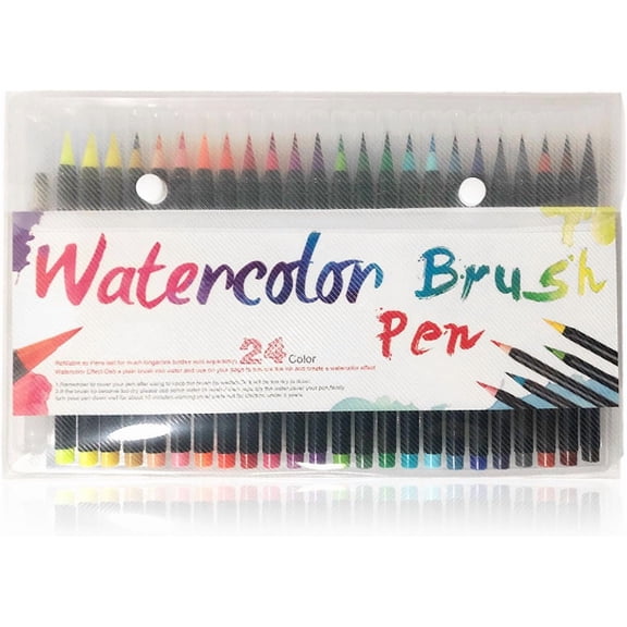 Watercolor Real Brush Pen Sets with Flexible Nylon Tips, Ideal for Calligraphy, Lettering & Painting, Portable Art Paint Pens Set, Great for Artists, Beginners & Kids(24 Colors/1 Set)