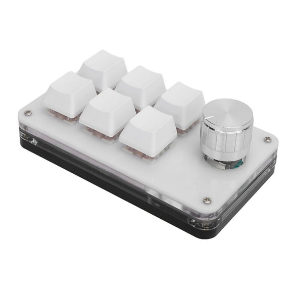6 Keys One Handed USB PC Keypad, Various Customizations Mini Macro Mechanical Gaming Keyboard Dustproof for Office Work