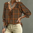 thumbnail image 4 of WCJM V Neck Bohemian Tops for Women 3/4 Sleeve Loose Fit Long Sleeve T Shirts Casual Fall (Brown,5XL), 4 of 5
