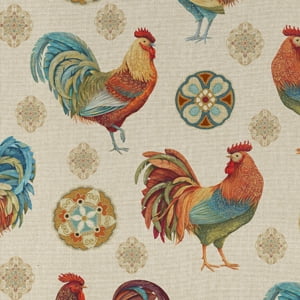David Textiles Rooster Medallion Linen 1 yd Cotton Precut Fabric