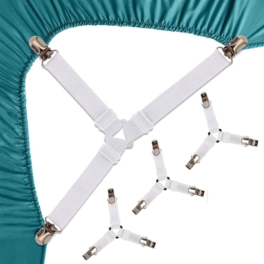 4X Bed Suspender Strap Mattress Fastener Holder Triangle Grippers Sheet Clips 