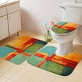 thumbnail image 2 of Teal Orange Geometric Bath Mat 3 Piece Bathroom Rug Set, Contemporary Oil Painting Art Non Slip Bath Rug Contour Mat and Toilet Lid Cover, Absorbent Shower Mats Soft Bath Rugs and Mats Sets, 2 of 8